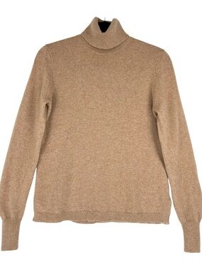 J Crew Everyday cashmere turtleneck sweater Tan Camel Classic preppy academia